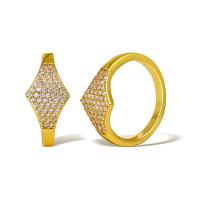 Cubic Zirconia Micro Pave Brass Finger Ring, real gold plated, micro pave cubic zirconia & for woman 