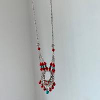 Petite perle en verre de collier 
, alliage de zinc, avec Seedbead, bijoux de mode, plus de couleurs à choisir, 50cm, Vendu par PC