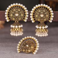 Fashion Zinc Alloy Jewelry Sets, with Plastic Pearl, gold color plated, 2 pieces & fashion jewelry & for woman 