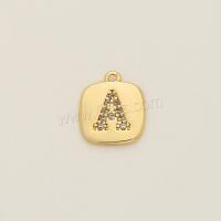 Cubic Zirconia Micro Pave Brass Pendant, Square, gold color plated, DIY & micro pave cubic zirconia Approx 1mm 