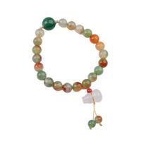 Pulseras de piedras preciosas de Malaquita, Ágata malaquita, con calcedonia & Cordón de cera, Calabaza, chapado, Joyería, verde, longitud:17 cm, Vendido por UD