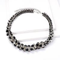 Collar de aleación de cinc con diamantes de imitación, aleación de zinc, con 10.5cm extender cadena, Joyería & para mujer, Negro, longitud:aproximado 43 cm, Vendido por UD