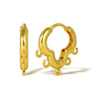 Brass Hoop Earring Components, real gold plated, DIY 