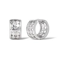 Cubic Zirconia Micro Pave Brass Earring, plated, micro pave cubic zirconia & for woman, platinum color 