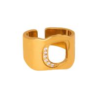 Titan Stahl Fingerring, Titanstahl, mit Tschechisch, Vakuum-Ionen-Beschichtung, Modeschmuck & für Frau, keine, 14mm, Größe:7, verkauft von PC