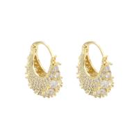 Cubic Zirconia Micro Pave Brass Earring, 18K gold plated, fashion jewelry & micro pave cubic zirconia & for woman, golden 