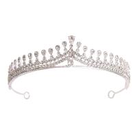 Bridal Tiaras, Zinc Alloy, silver color plated, fashion jewelry & for woman & with rhinestone, silver color, Inner Approx 145mm 