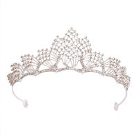 Braut Diademe, Zinklegierung, silberfarben plattiert, Modeschmuck & für Frau & mit Strass, Silberfarbe, Innendurchmesser:ca. 140mm, verkauft von PC