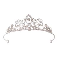 Braut Diademe, Zinklegierung, silberfarben plattiert, Modeschmuck & für Frau & mit Strass, Silberfarbe, Innendurchmesser:ca. 145mm, verkauft von PC