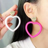 Acrylic Drop Earring, Heart, painted, fashion jewelry & for woman & hollow 