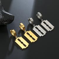 Huggie Hoop Drop Earring, Нержавеющая сталь 304, Бритва, вакуумное ионное покрытие, ювелирные изделия моды & Женский, Много цветов для выбора, продается Пара