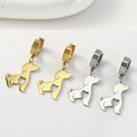 Huggie Hoop Drop Earring, Нержавеющая сталь 304, Собака, вакуумное ионное покрытие, ювелирные изделия моды & Женский, Много цветов для выбора, продается Пара