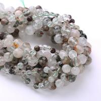 Quartz Bracelets, Green Phantom Quartz, Round, DIY black 