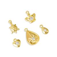 Cubic Zirconia Micro Pave Brass Pendant, real gold plated, DIY & micro pave cubic zirconia, golden 