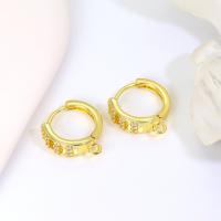 Brass Hoop Earring Components, real gold plated, DIY & micro pave cubic zirconia, golden 