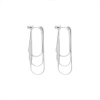 Moda flecos pendientes, metal, chapado en color de plata, Joyería & para mujer, 62x3.2mm, Vendido por Par