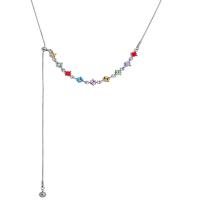 Collier de bijoux de titane, Acier titane, avec alliage de zinc, avec 6cm chaînes de rallonge, bijoux de mode & pavé de micro zircon & pour femme, couleur originale Environ 42 cm, Vendu par PC