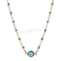 Collier Evil Eye bijoux, Acier inoxydable 304, avec 5cm chaînes de rallonge, Mauvais œil, Placage ionique sous vide, bijoux de mode & pour femme & émail, plus de couleurs à choisir Environ 45 cm, Vendu par PC