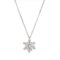 Zircon cubique Micro Pave collier en argent sterling, argent sterling 925, avec 5CM chaînes de rallonge, flocon de neige, Placage, pavé de micro zircon & pour femme, couleur platine Environ 45 cm, Vendu par PC