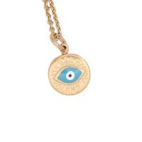 Evil Eye Schmuck Halskette, 304 Edelstahl, mit Verlängerungskettchen von 2inch, goldfarben plattiert, verschiedene Stile für Wahl & Micro pave Zirkonia & für Frau & Emaille, Länge:ca. 15.7 ZollInch, verkauft von PC