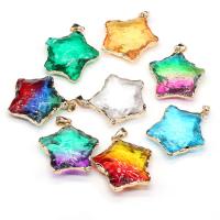 Natural Quartz Pendants, with Zinc Alloy, Star, gold color plated, DIY 30-38mm 