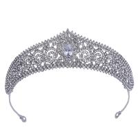 Braut Diademe, Zinklegierung, silberfarben plattiert, für Frau & mit Strass, 145x43mm, verkauft von PC