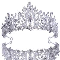 Braut Diademe, Zinklegierung, mit Kunststoff Perlen, silberfarben plattiert, für Frau & mit Strass, 150x59mm, verkauft von PC