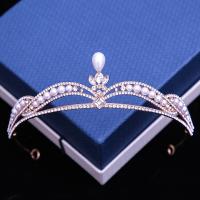 Bridal Tiaras, Zinc Alloy, with Plastic Pearl, plated, for woman & with rhinestone 