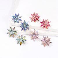 Zinc Alloy Rhinestone Stud Earring, Snowflake, fashion jewelry & for woman & with rhinestone 