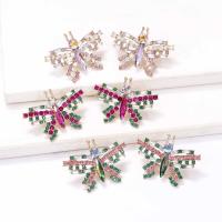 Zinc Alloy Rhinestone Stud Earring, Butterfly, fashion jewelry & for woman & with rhinestone 