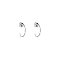 Silver Earring Zircon pavent Sterling, argent sterling 925, Placage, pavé de micro zircon & pour femme, couleur platine, 12mm, Vendu par paire