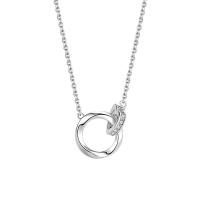 Zircon cubique Micro Pave collier en argent sterling, argent sterling 925, avec 5CM chaînes de rallonge, Placage, pavé de micro zircon & pour femme, plus de couleurs à choisir Environ 45 cm, Vendu par PC