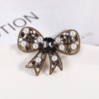 Hair Barrette Finding, Zinc Alloy, with Plastic Pearl, bowknot design & DIY & with rhinestone 