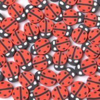 Perles bijoux Fimo , argile de polymère, coccinelle, DIY, rouge, 10mm, Environ Vendu par sac