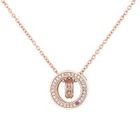 Cúbicos circón Collar de latón Micro pavimenta, metal, con 1.97inch extender cadena, chapado en color rosa dorada, Joyería & micro arcilla de zirconia cúbica & para mujer, longitud:aproximado 15.74 Inch, Vendido por UD