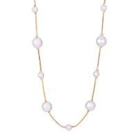 Collier de perles en plastique, laiton, avec perle de plastique, avec 1.97inch chaînes de rallonge, Placage de couleur d'or, bijoux de mode & pour femme, doré Environ 16.54 pouce, Vendu par brin