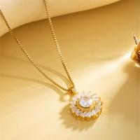 Collar de acero inoxidable Circonita, acero inoxidable 304, con 1.97inch extender cadena, chapado, Joyería & micro arcilla de zirconia cúbica & para mujer, dorado, longitud:aproximado 15.75 Inch, Vendido por Sarta