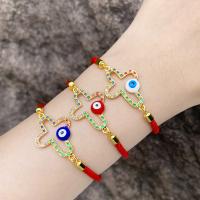 Evil Eye Jewelry Bracelet, Brass, with Nylon Cord, plated, fashion jewelry & micro pave cubic zirconia cm 