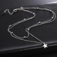 Stainless Steel Jewelry Necklace, 304 Stainless Steel, Star, plated, Double Layer & fashion jewelry & Unisex, original color 