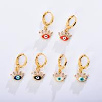 Evil Eye Earrings, Brass, 18K gold plated, micro pave cubic zirconia & for woman & enamel 