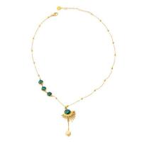 Collier de bijoux de titane, Acier titane, avec Malachite, avec 2.56inch chaînes de rallonge, Placage, bijoux de mode & pour femme, doré Environ 15.75 pouce, Vendu par PC