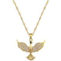 Collier de bijoux de titane, Acier titane, avec 1.97inch chaînes de rallonge, bijoux de mode & pavé de micro zircon & pour femme, doré Environ 15.75 pouce, Vendu par PC