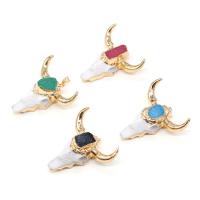 Gemstone Zinc Alloy Pendants, with Gemstone, Animal, gold color plated, DIY 