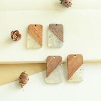 Original Holz Anhänger, mit Silberfolie & Harz, DIY, 20x33mm, ca. 50PCs/Tasche, verkauft von Tasche