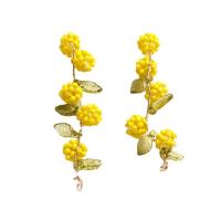 Accesorio del pelo de DIY que, Cuentas de vidrio, Flor, Bricolaje, amarillo, 52x17mm, Vendido por UD