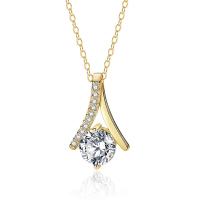 Zircon cubique Micro Pave collier en argent sterling, argent sterling 925, avec 5CM chaînes de rallonge, Placage, normes différentes pour le choix & pavé de micro zircon & pour femme, plus de couleurs à choisir Environ 40 cm, Vendu par PC