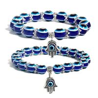 Evil Eye Jewelry Bracelet, Zinc Alloy, with Acrylic, Evil Eye Hamsa, plated, Unisex & with rhinestone Approx 6.2-8.3 Inch 