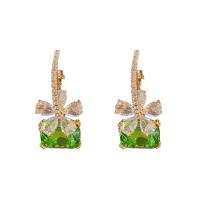 Pendientes Gota de Cristal, aleación de zinc, con Cristal, Patrón Geométrico, chapado en color dorado, para mujer & con diamantes de imitación, más colores para la opción, 10x30mm, Vendido por Par