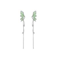 Pendientes Gota de Cristal, aleación de zinc, con Cristal, chapado en color de plata, Joyería & para mujer, más colores para la opción, 63x9mm, Vendido por Par