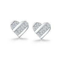 Silver Earring Zircon pavent Sterling, Argent sterling 925, coeur, bijoux de mode & pavé de micro zircon & pour femme Vendu par paire